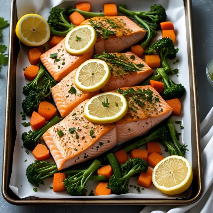 Sheet Pan Lemon Herb Salmon and Veggies Recipe
