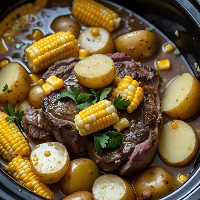Slow Cooker Steak, Potatoes, and Corn Recipe