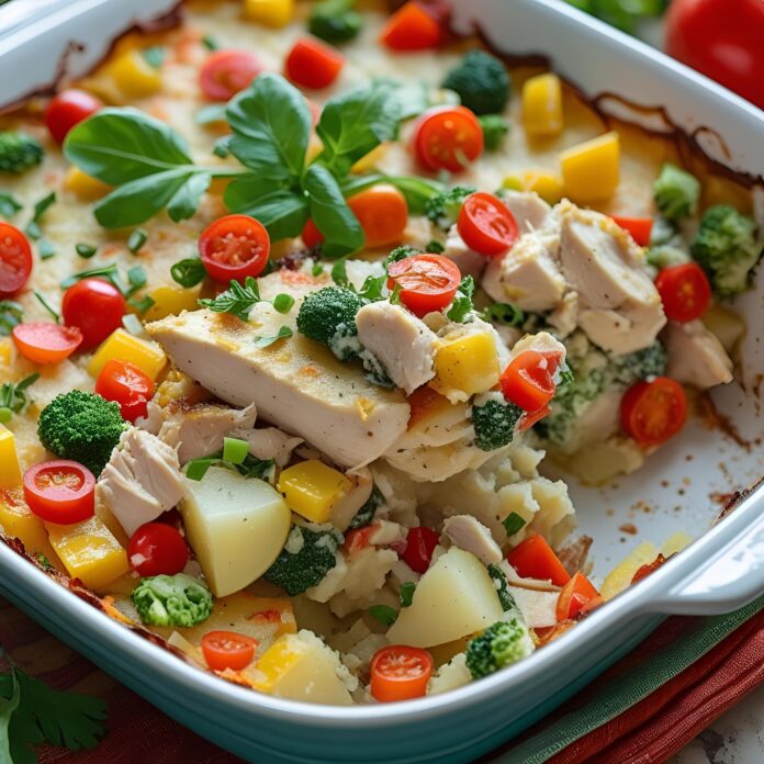 Spring Veggie Loaded Chicken Potato Casserole Recipe