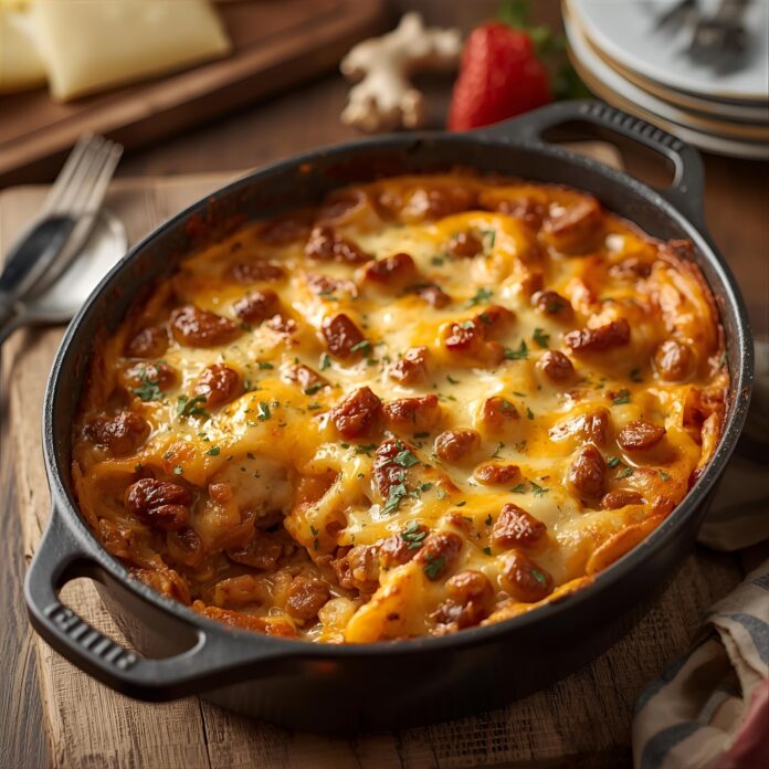Cheddar Ranch Beef and Corn Pasta Bake Recipe