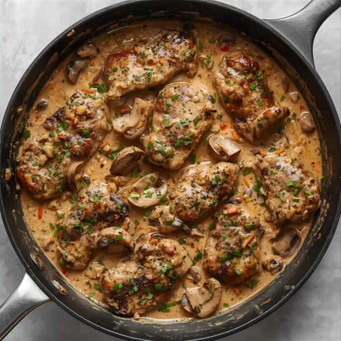 30 Minute Creamy Mushroom Chicken Skillet Recipe