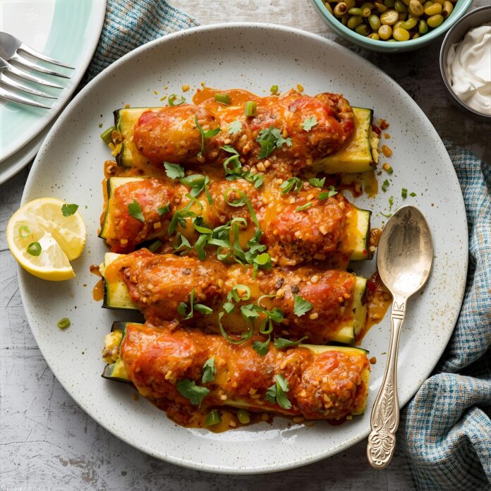 Enchilada Stuffed Zucchini Boats Recipe