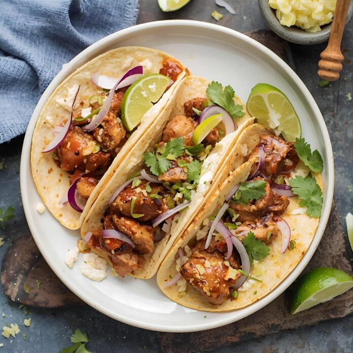 Garlic Butter Honey BBQ Chicken Tacos Recipe