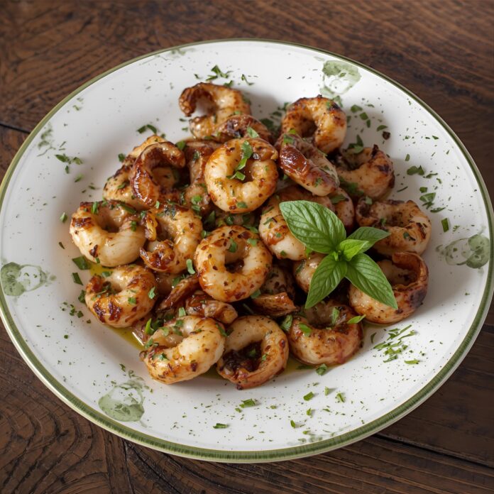 Garlicky Calamari with Basil Recipe