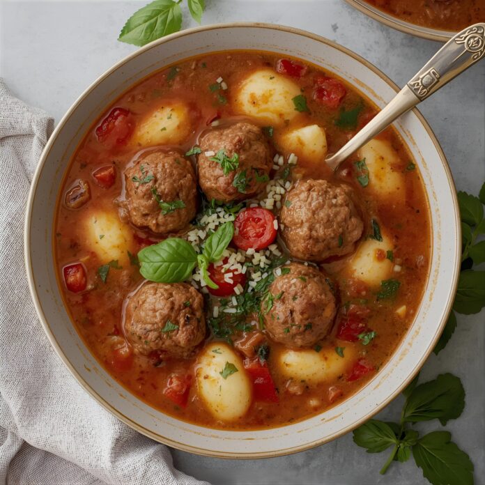 Italian Meatballs and Gnocchi Soup Recipe