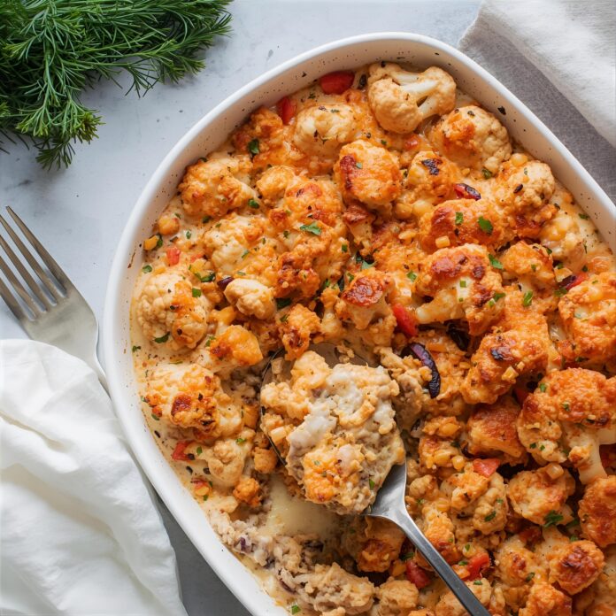 Roasted Cauliflower Buffalo Casserole Recipe