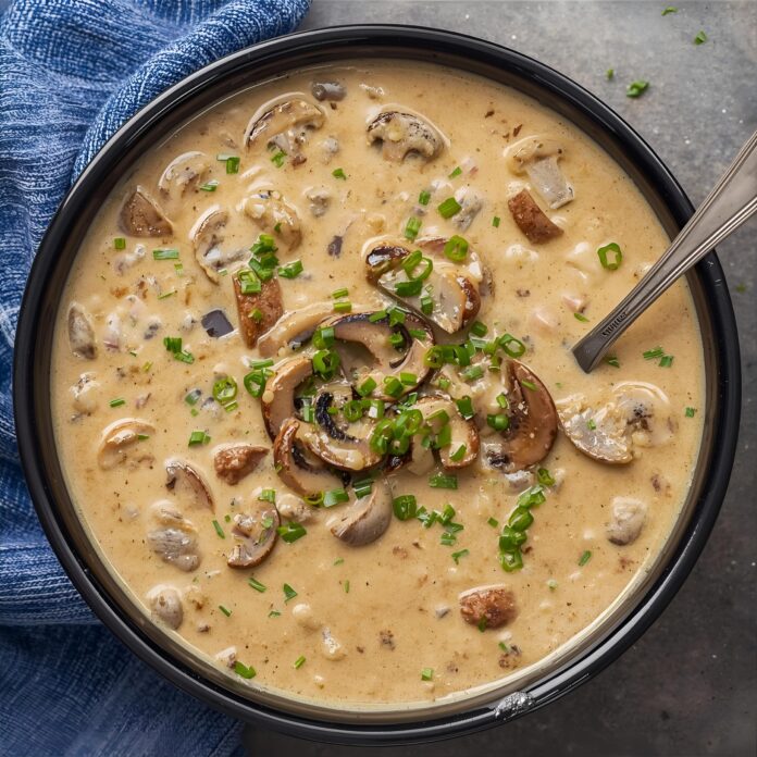 Slow Cooker Creamy Mushroom Soup Recipe