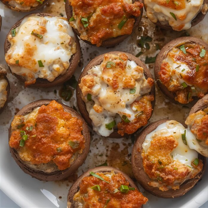 Spicy Jalapeno Popper Stuffed Mushrooms Recipe
