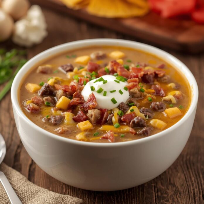 Slow Cooker Bacon Cheeseburger Soup Recipe