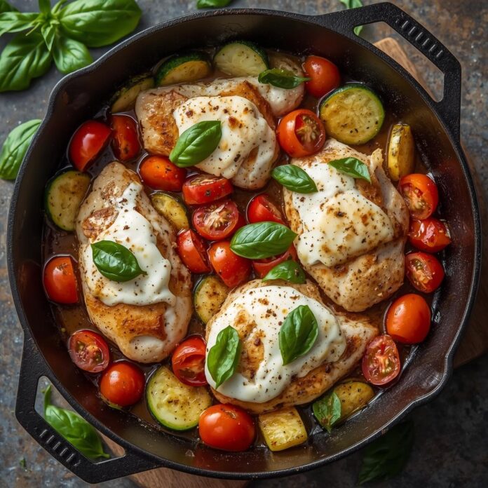 Caprese Chicken Zucchini Skillet Recipe