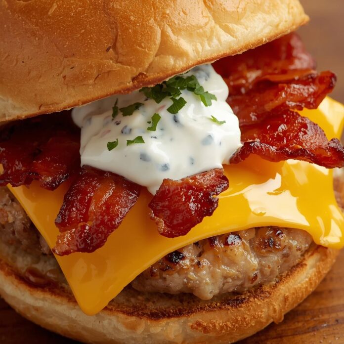 Cheddar Bacon Ranch Chicken Burgers Recipe