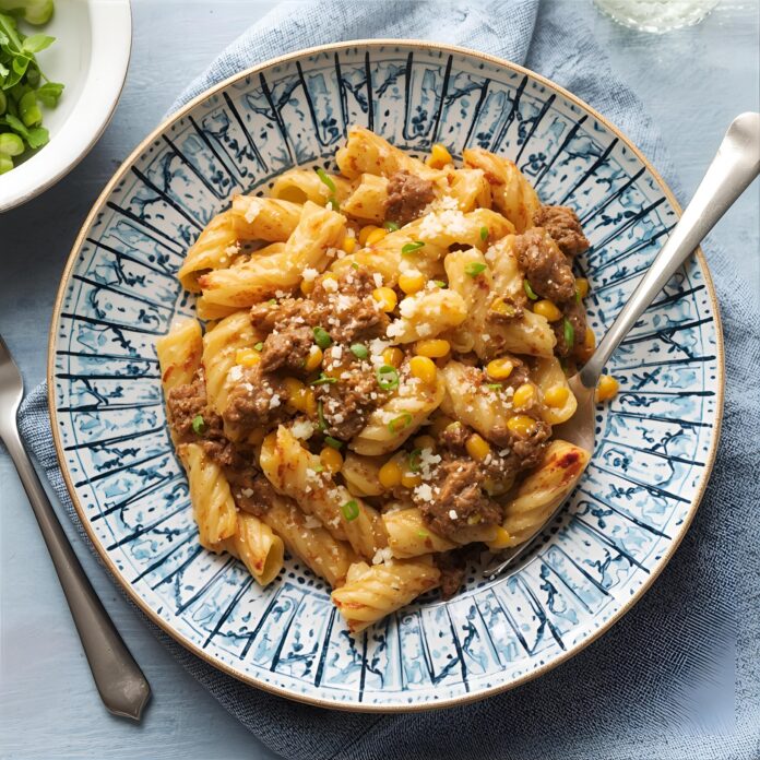 Cheesy Ranch Rotini Bake with Beef and Sweet Corn Recipe