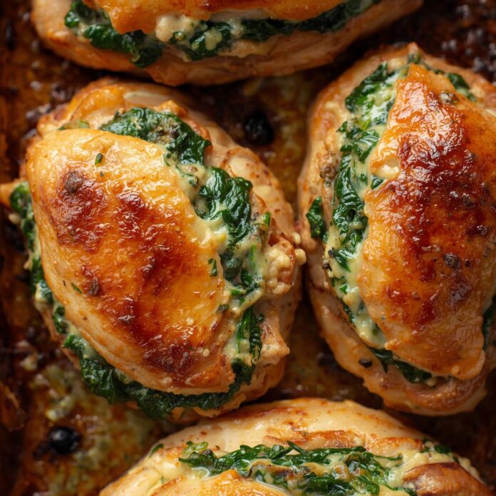 Cheesy Spinach Stuffed Chicken Breasts Recipe