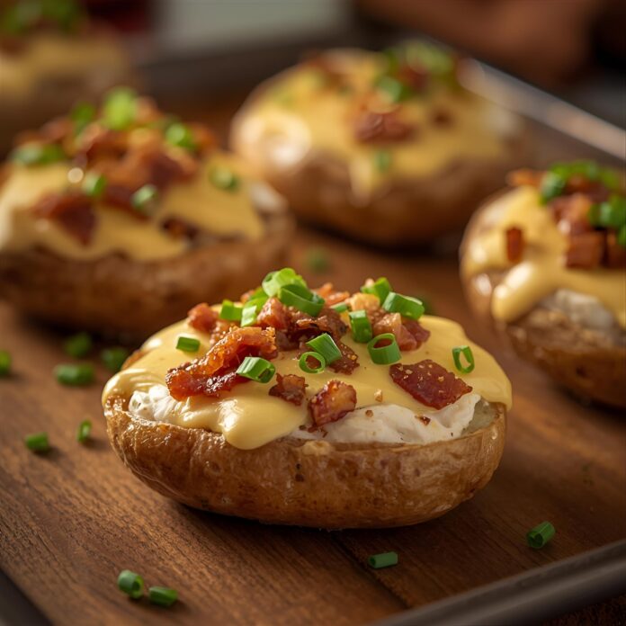 Chicken Bacon Alfredo Potato Skins Recipe