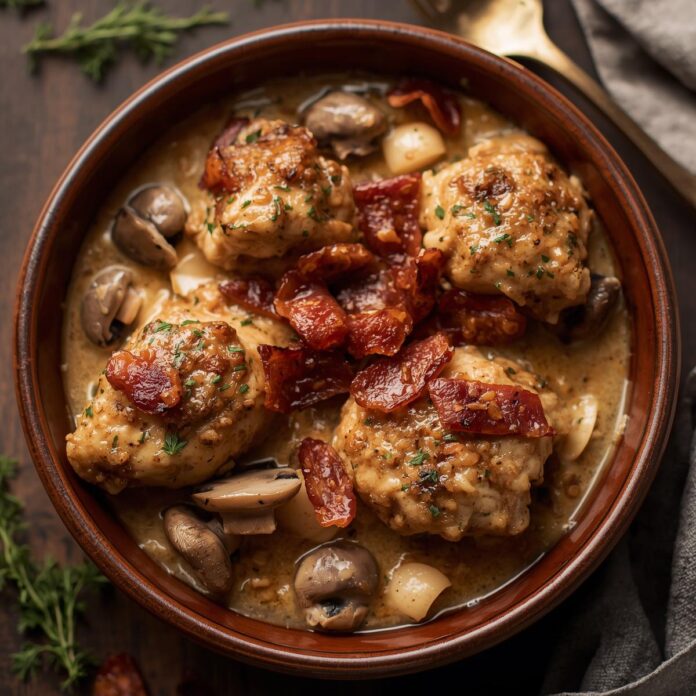 Creamy Mushroom Chicken with Bacon Recipe