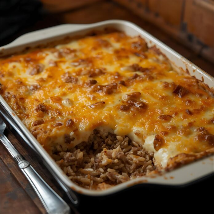 French Onion Ground Beef Rice Casserole Recipe
