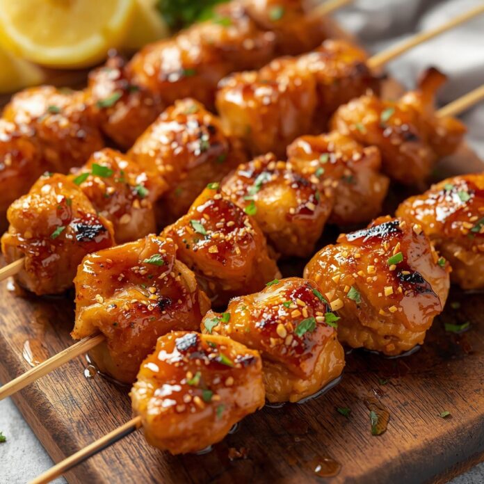 Hot Honey Lemon Pepper Chicken Skewers Recipe