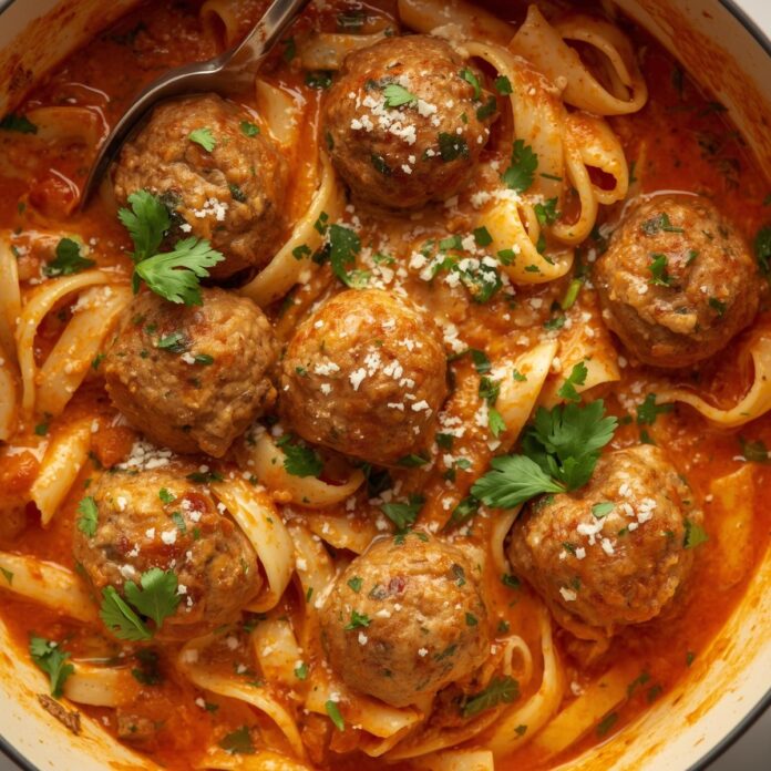 One-Pot Creamy Cajun Meatball Pasta Recipe