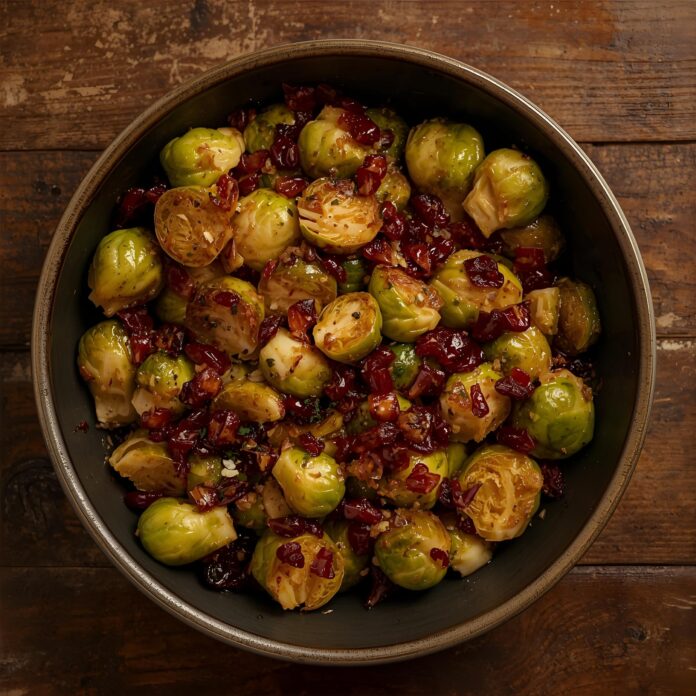Orange Maple Glazed Brussels Sprouts with Cranberries Recipe
