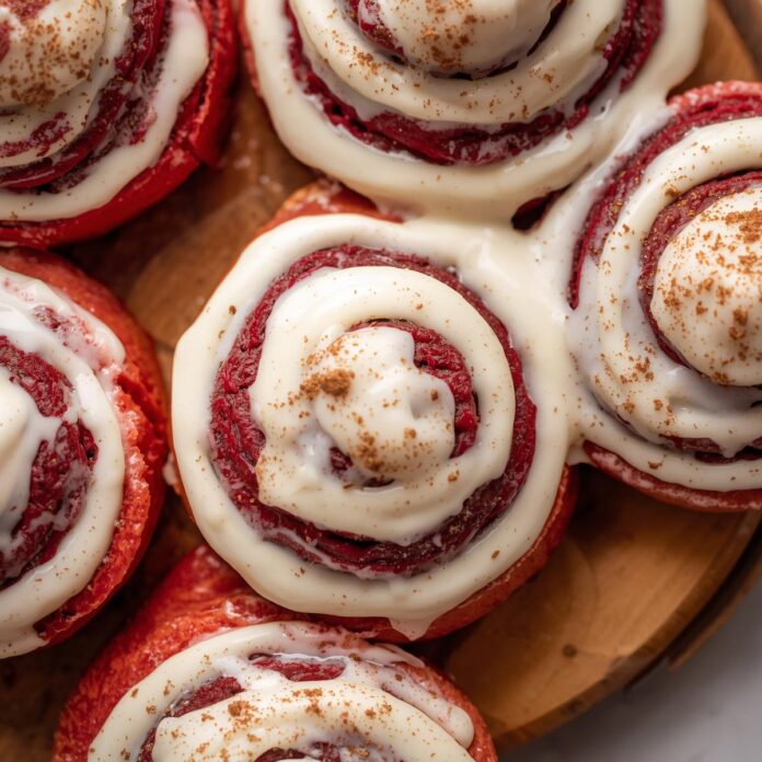 Red Velvet Cinnamon Rolls with Cream Cheese Recipe