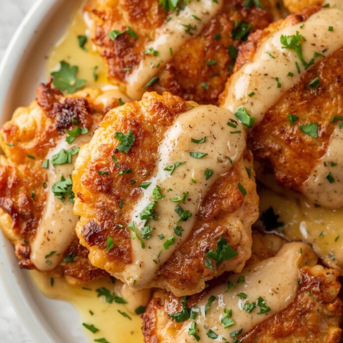 Salmon Patties with Creamy Lemon-Garlic Sauce Recipe