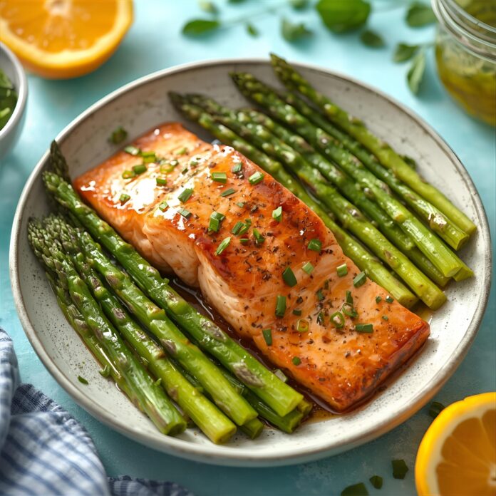 Sheet Pan Salmon and Asparagus with Orange Glaze Recipe