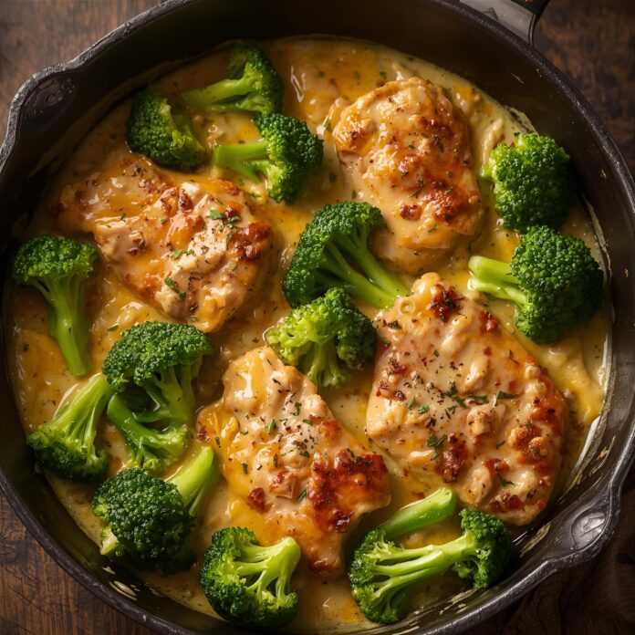 Skillet Cheesy Chicken and Broccoli Recipe