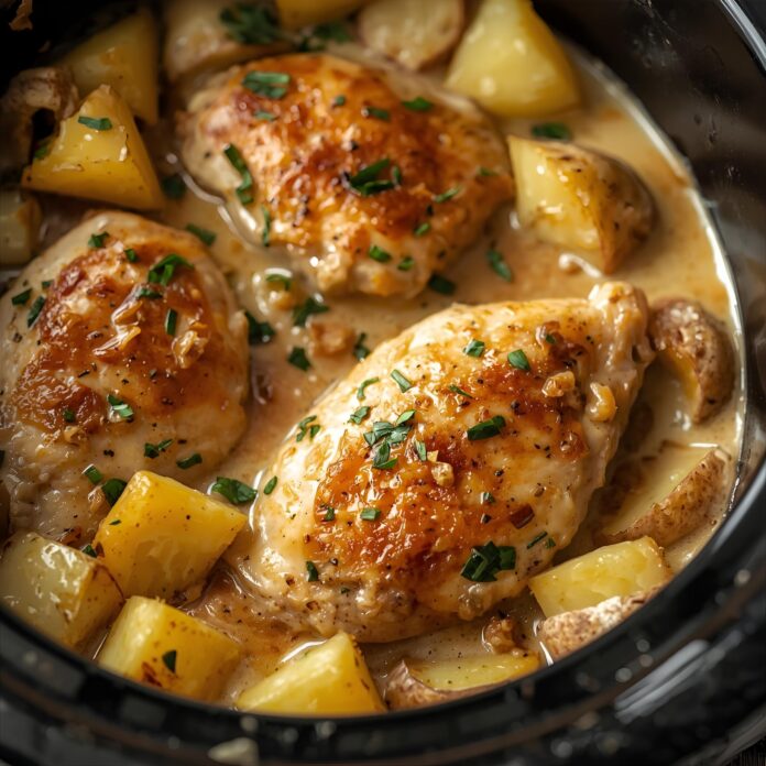 Slow Cooker Garlic Parmesan Chicken and Potatoes Recipe