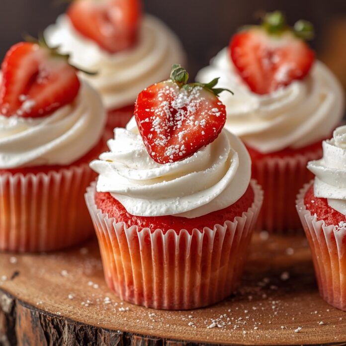 Strawberry Cupcakes with Whipped Cream Frosting Recipe