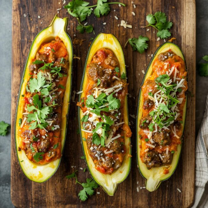 Taco Stuffed Zucchini Boats Recipe
