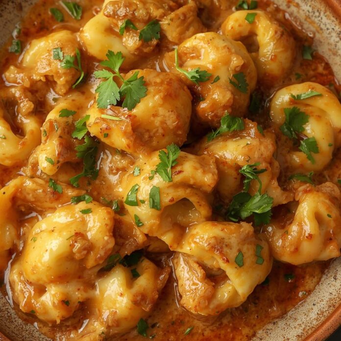 Cajun Chicken Tortellini with Garlic Sauce