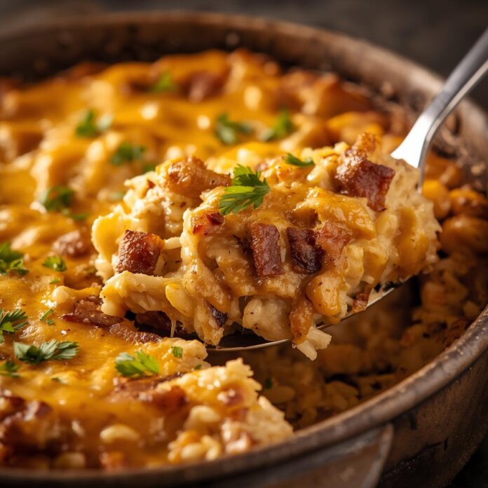 Cheesy Chicken and Bacon Rice Casserole