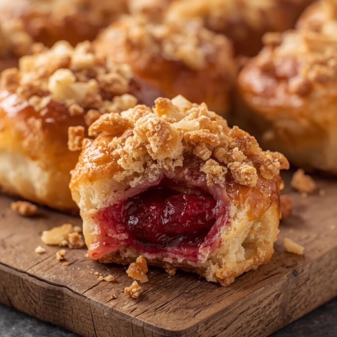 Cherry Pie Rolls with Pie Crumb Topping Recipe