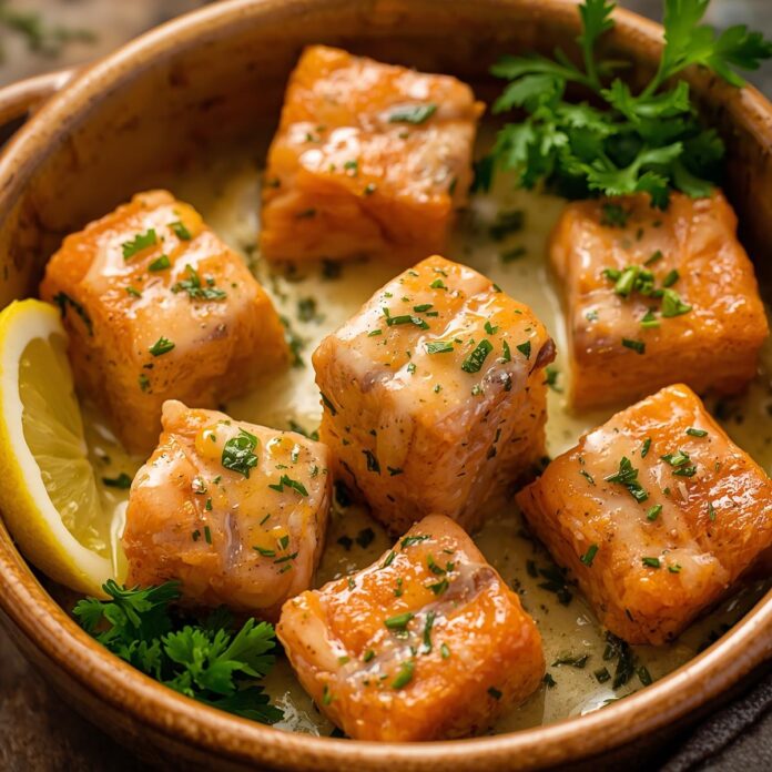 Creamy Garlic Butter Salmon Bites