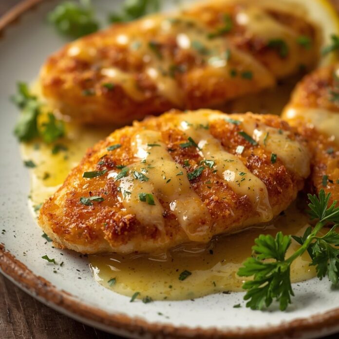 Crispy Parmesan-Crusted Chicken with Lemon Butter Sauce Recipe