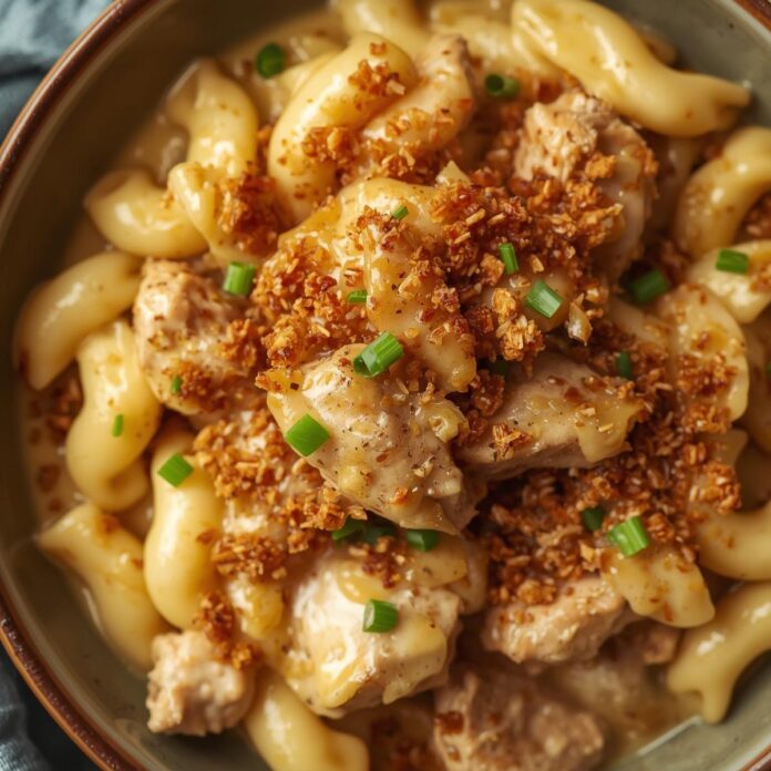 French Onion Chicken Mac and Cheese