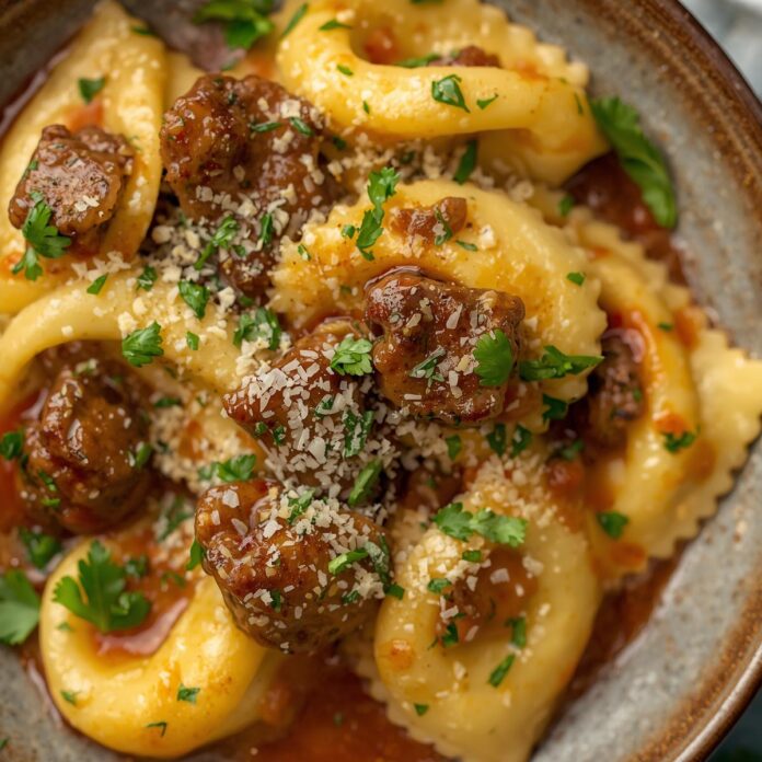 Garlic Butter Beef Tortellini