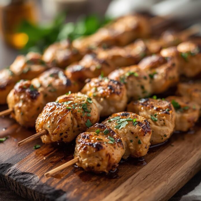 Grilled Ranch Garlic Parmesan Chicken Skewers