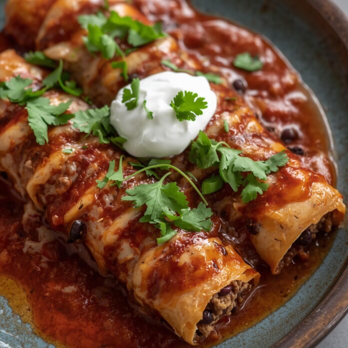 Ground Turkey Black Bean Enchiladas