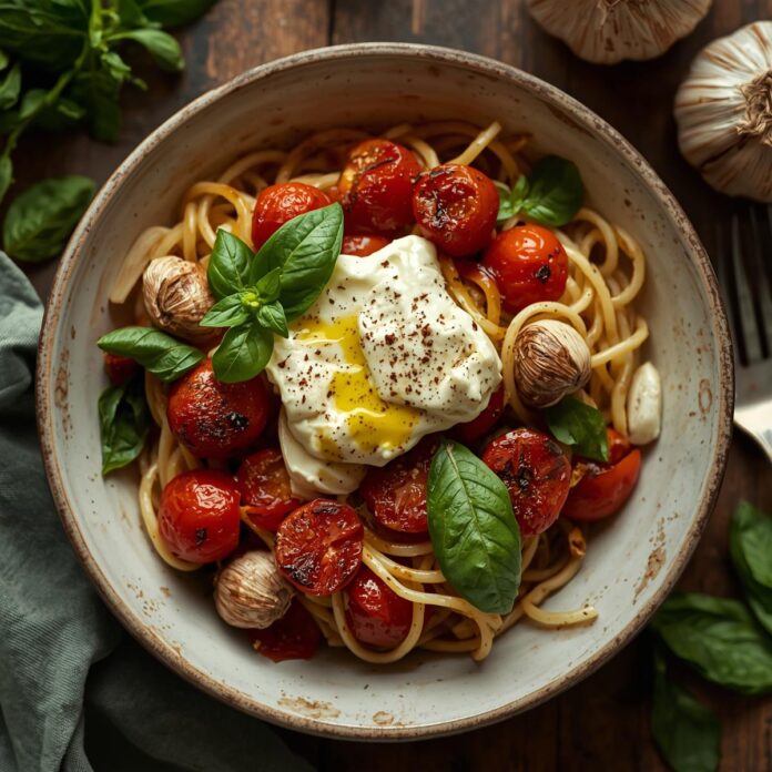 Roasted Tomato and Garlic Ricotta Pasta