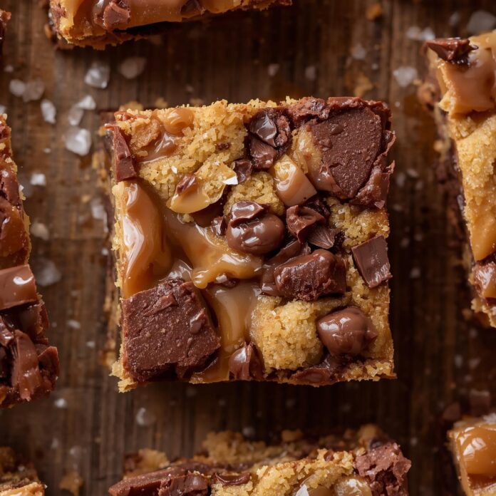 Salted Caramel Chocolate Cookie Bars