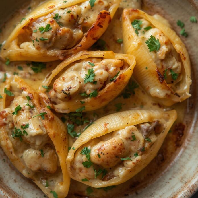 Seafood Stuffed Shells with Creamy