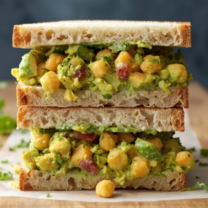 Smashed Chickpea Salad Sandwich with Creamy Avocado
