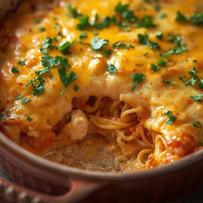 Spicy Southern Cheesy Chicken Spaghetti Casserole