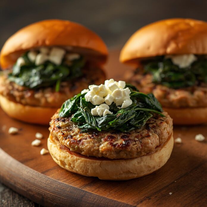 Healthy Turkey Burgers with Spinach and Feta