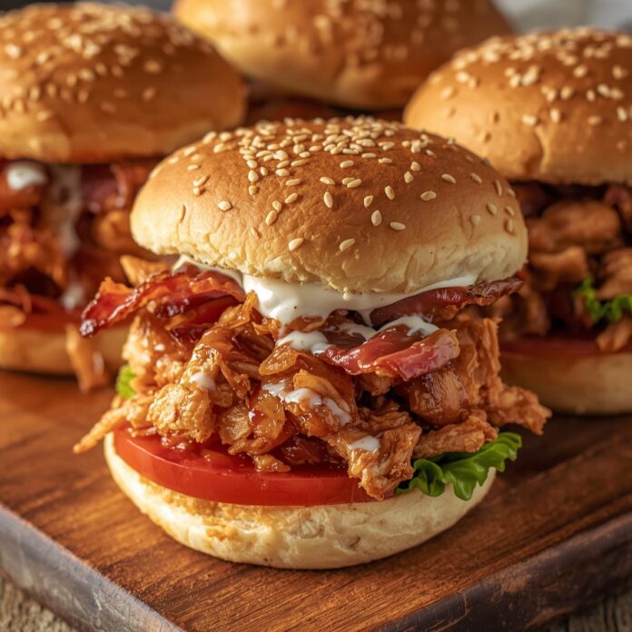 Bacon Ranch BBQ Chicken Sliders