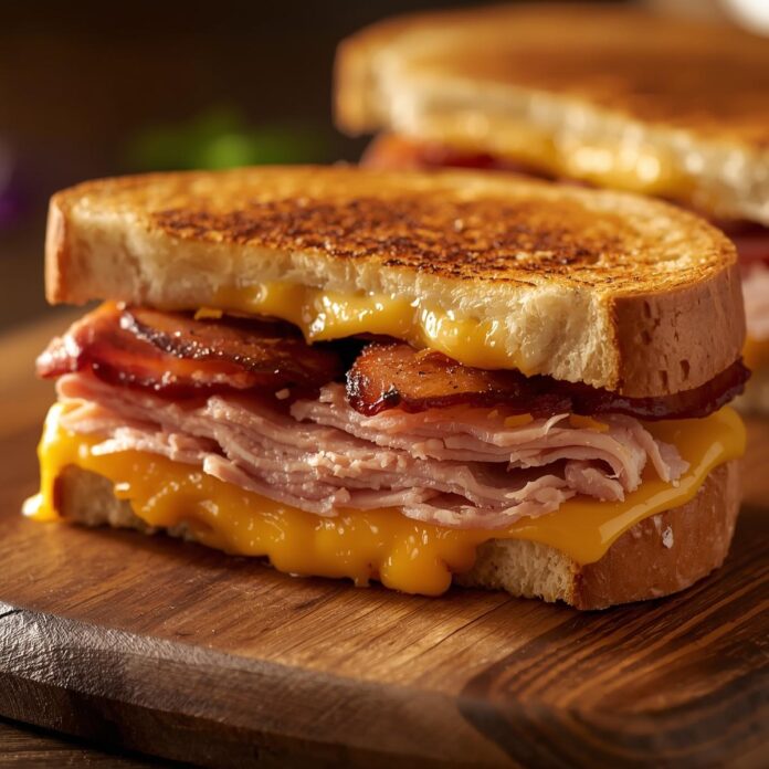 Cheddar and Bacon Turkey Melt Sandwich