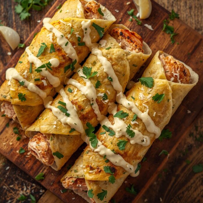 Cheesy Chicken Garlic Wraps