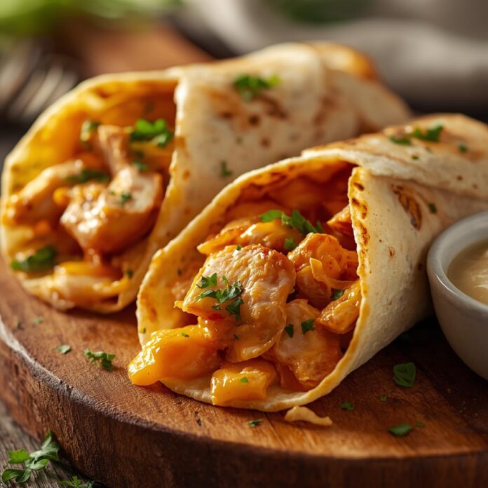 Cheesy Garlic Chicken Wraps