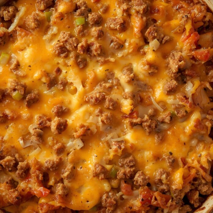 Cheesy Hamburger Hashbrown Casserole